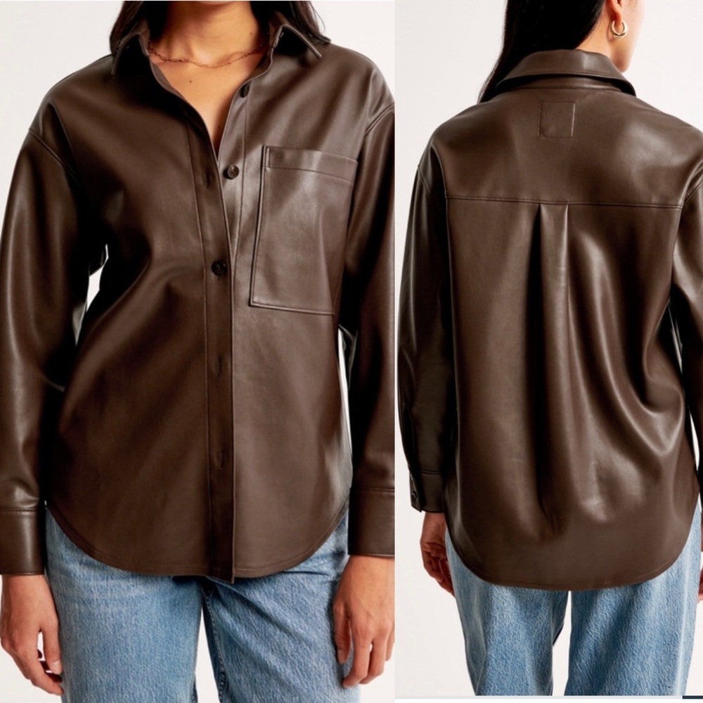 NEW Oversized Vegan Leather Shirt - Abercrombie & Fitch
